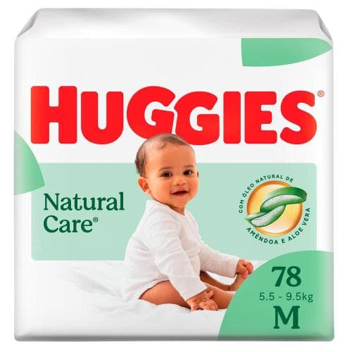 Fralda Huggies Natural Care Tamanho M 78 Unidades Descartáveis