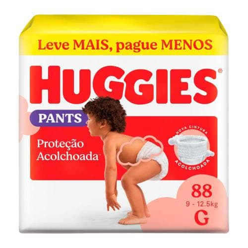 Fralda Huggies Pants Roupinha Proteção Acolchoada Tamanho G 88 Unidades Descartáveis