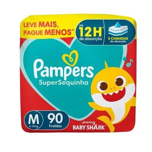 Fralda Descartável Pampers Supersequinha, Tamanho M 90 Unidades