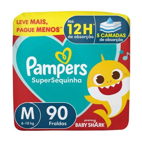 Fralda Descartável Pampers Supersequinha Tamanho M (6 a 10kg) 90 Unidades