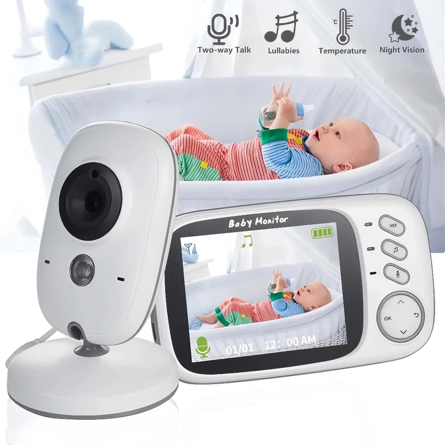 Babá Eletrônica Com Monitor, Visão Noturna, Áudio e Sensor de Temperatura