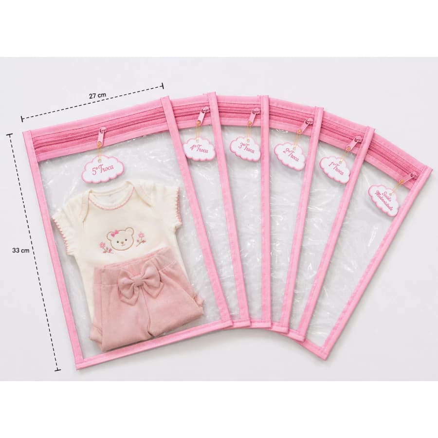 Kit 6 Saquinhos Maternidade Com Tag De Identificação e Zíper