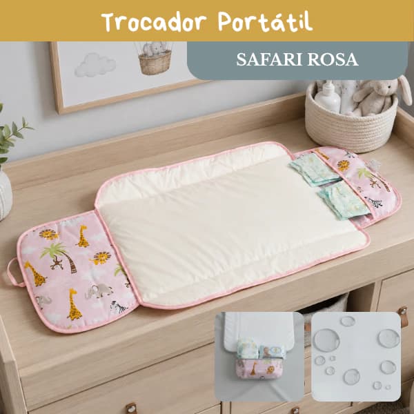 Trocador De Fralda Portátil Impermeável Dobrável Lindas Estampas Menino E Menina